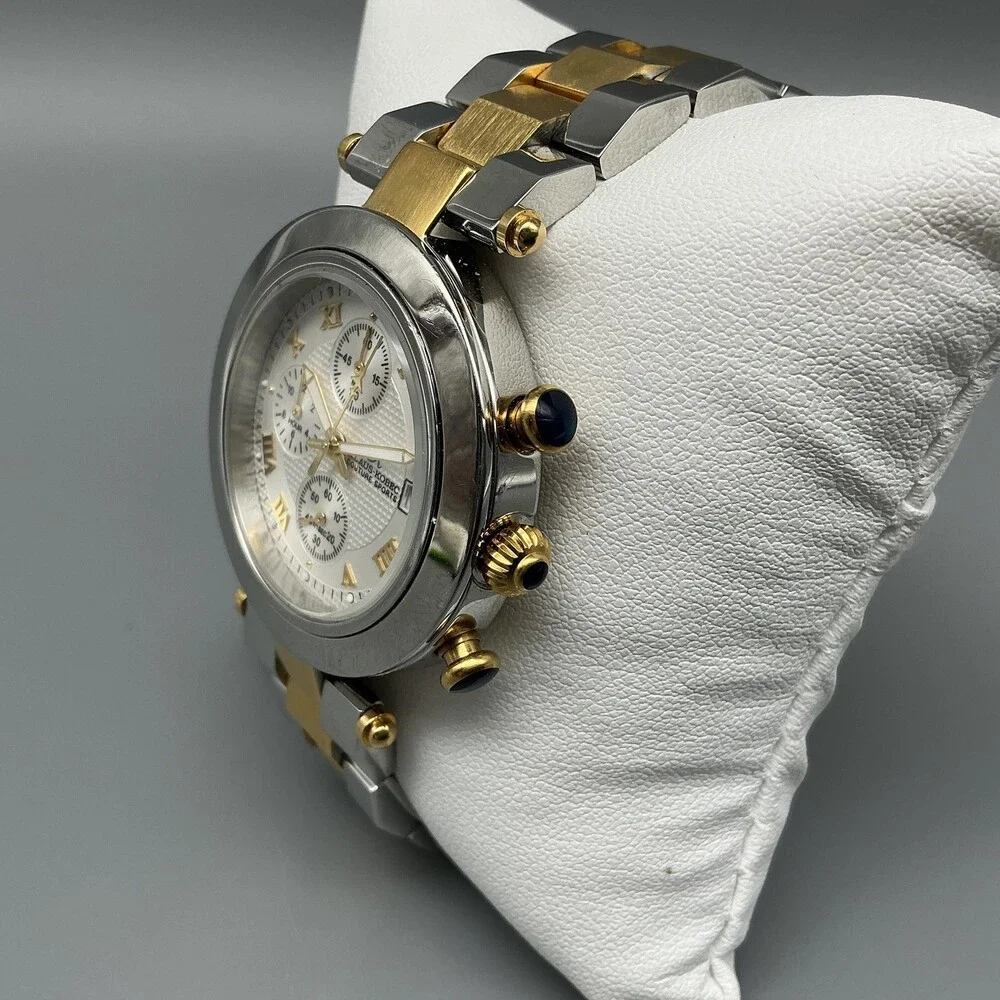 Klaus Kobec Mens Watch 38mm Two Tone Chronograph KKG1913 New Battery 7.25